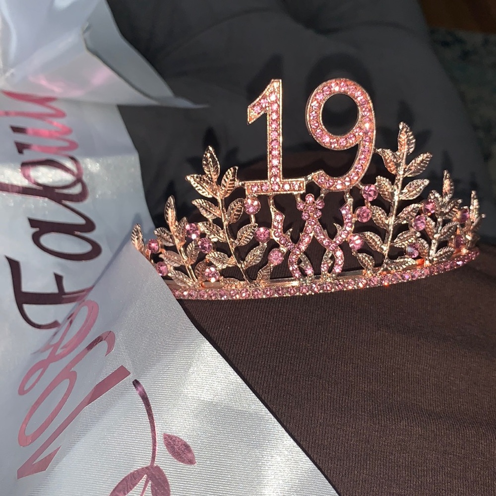 Crown and sash  19th Birthday Pink Princess